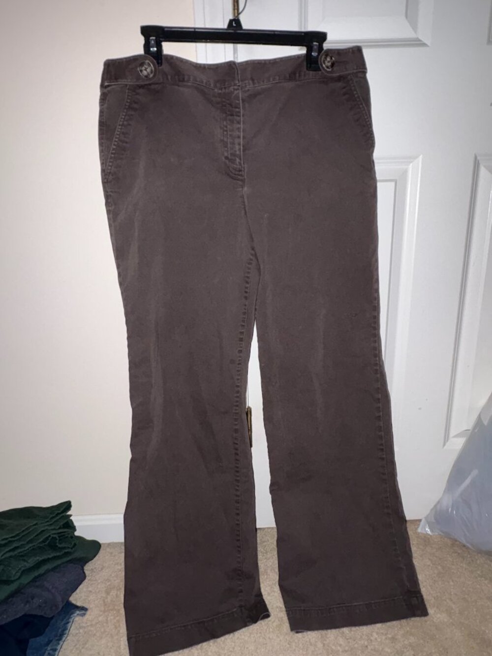 Talbots casual trouser pants, solid dark espresso brown, women's size 14.